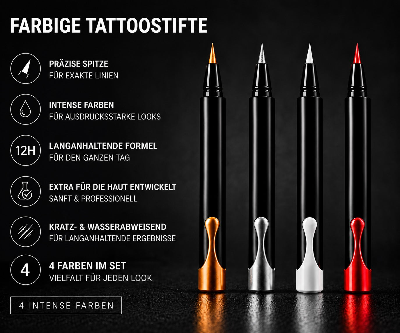 Farbige Tattoostifte 4er Set