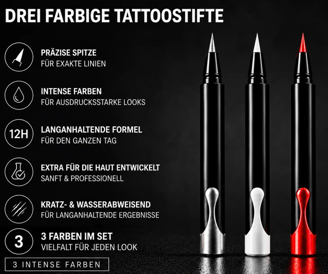 Farbige Tattoostifte 3er Set
