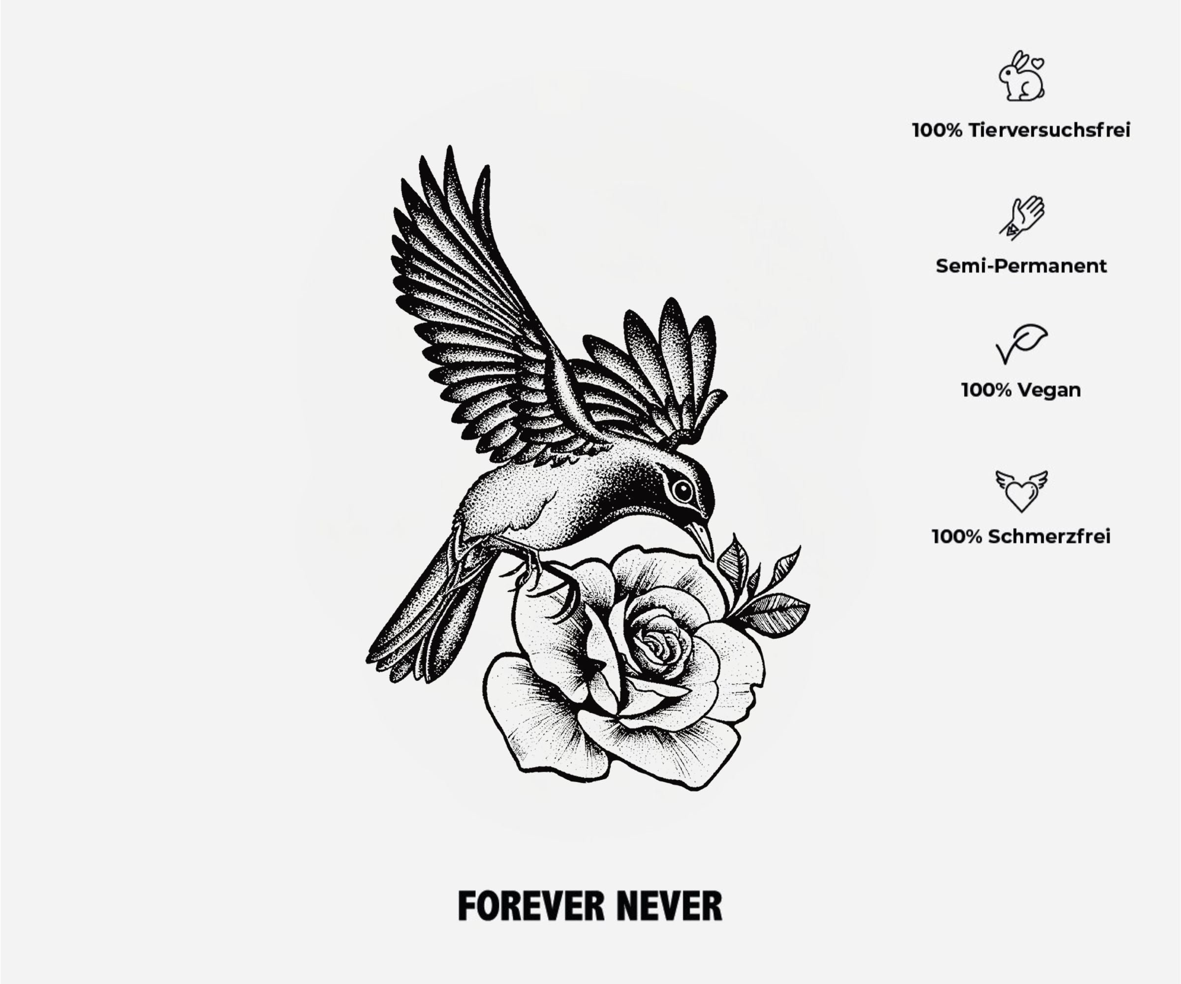 Blüten-Kolibri (Schattentattoo)