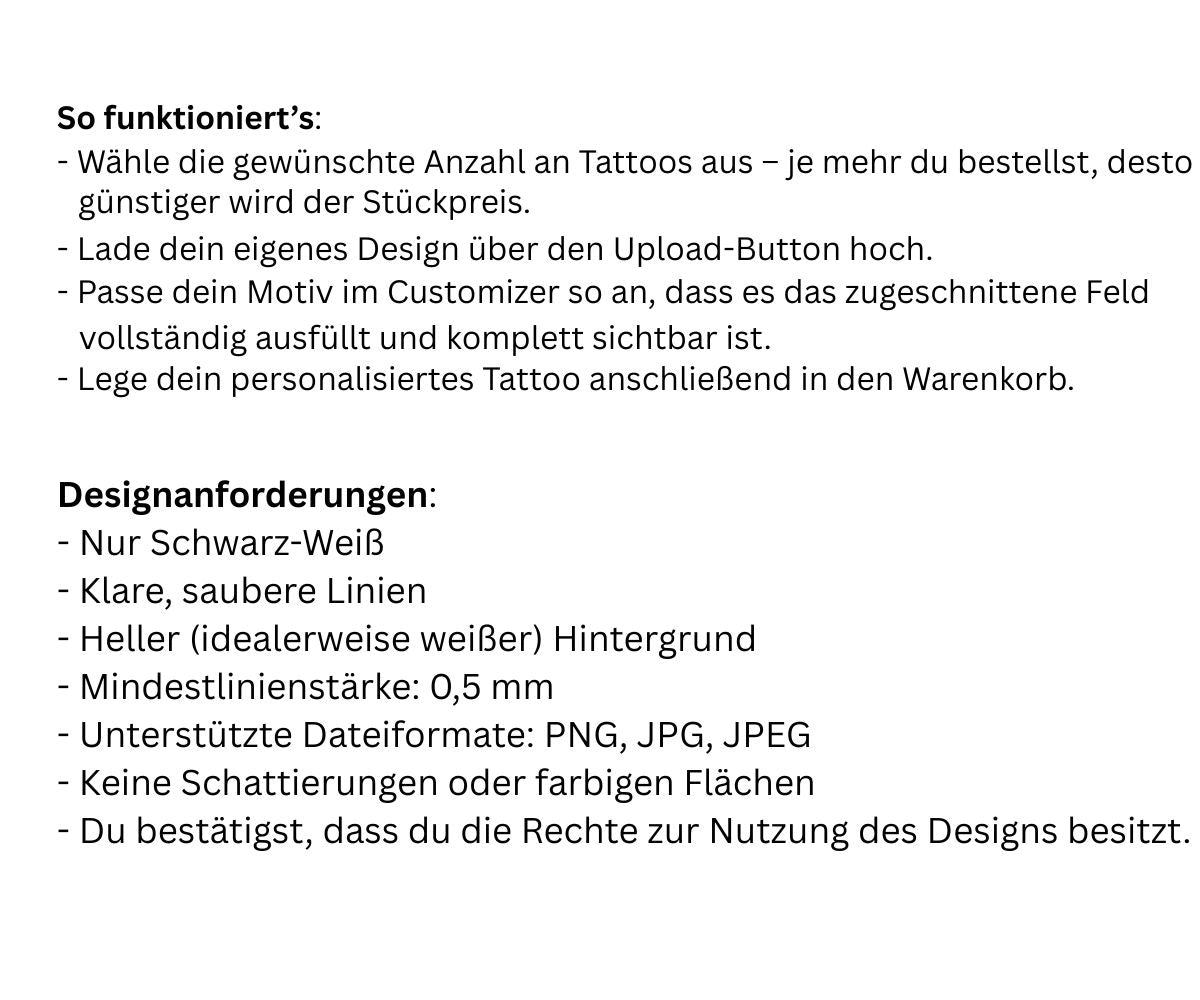 Personalisiertes Tattoo 8,5 x 8,5 cm